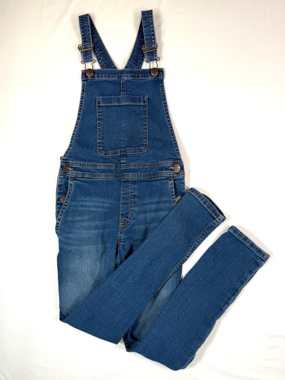 CREWCUTS Girls Overalls Size 10 Denim Slim Fit Adjustable Strap Classic Casual